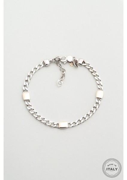 Italyan Atlas 9 Ayar Sarı Altın 23 cm Gümüş Erkek Bileklik