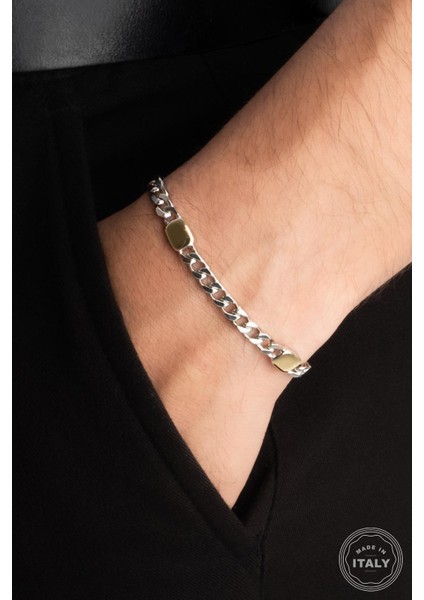 Italyan Atlas 9 Ayar Sarı Altın 23 cm Gümüş Erkek Bileklik fiyatları