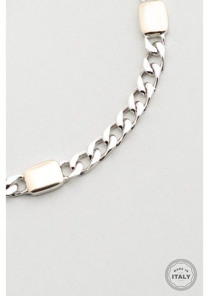 Italyan Atlas 9 Ayar Sarı Altın 23 cm Gümüş Erkek Bileklik indirimleri