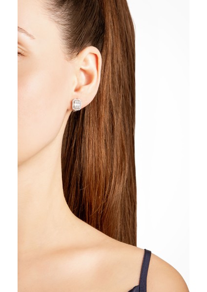 Avangard Baget 18 Ayar Beyaz Altın Kaplama Gümüş Küpe fırsatları