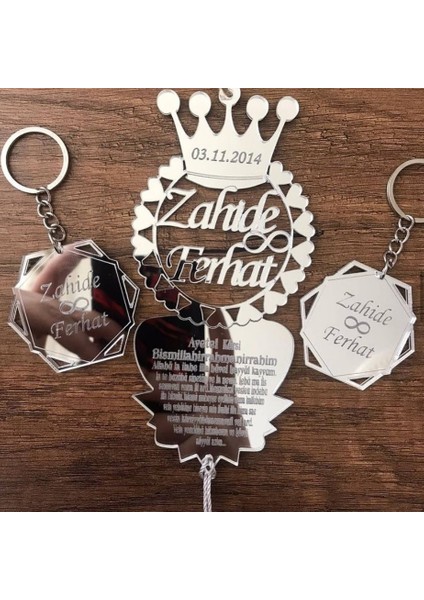 Kişiye Özel / 2 Anahtarlıklı / Dikiz Aynası Süsü / Ayet El Kürsili /