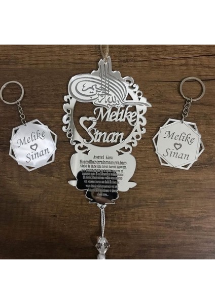 Kişiye Özel Osmanlı Turalı / 2 Anahtarlıklı / Dikiz Aynası Süsü