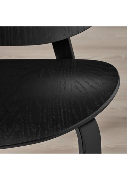 Fröset Ahşap Koltuk Siyah Vernikli Meşe Kaplama