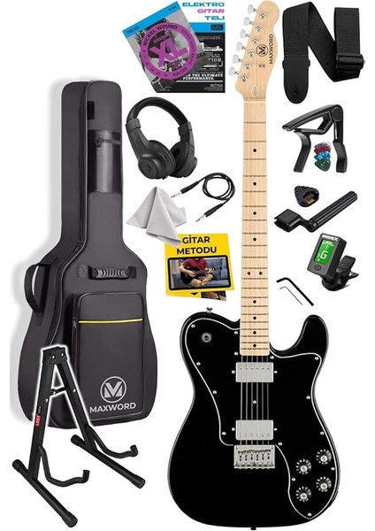 TLX-60BK-ST Telecaster Maple Klavye Hh Profesyonel Elektro Gitar