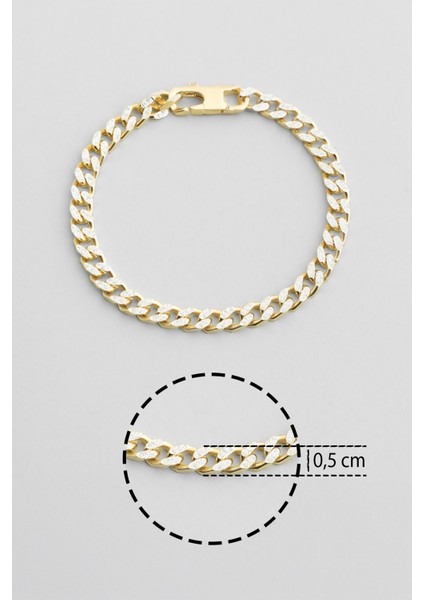 Italyan Lucente 18 Ayar Sarı ve Beyaz Altın Kaplama Gümüş Bileklik modelleri