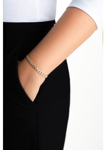 Italyan Lucente 18 Ayar Sarı ve Beyaz Altın Kaplama Gümüş Bileklik fırsatları