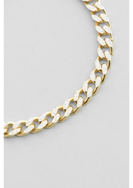 Italyan Lucente 18 Ayar Sarı ve Beyaz Altın Kaplama Gümüş Bileklik indirimleri