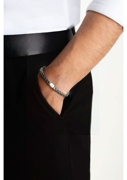 Italyan Orcus 9 Ayar Sarı Altın 23 cm Gümüş Erkek Pırlanta Bileklik fırsatları