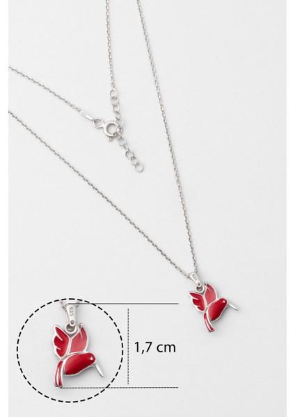 Kırmızı Kuş 18 Ayar Beyaz Altın Kaplama 33 cm Gümüş Çocuk Kolye modelleri