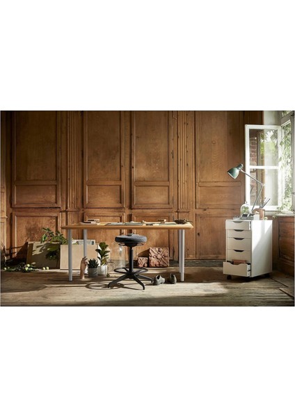 Anfallare / Olov Çalışma Masası Bambu Beyaz 140 x 65 cm