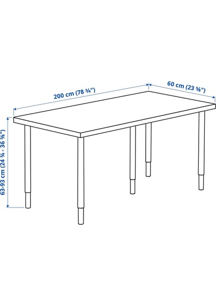 Lagkapten / Olov Çalışma Masası Venge Beyaz 200 x 60 cm fiyatları