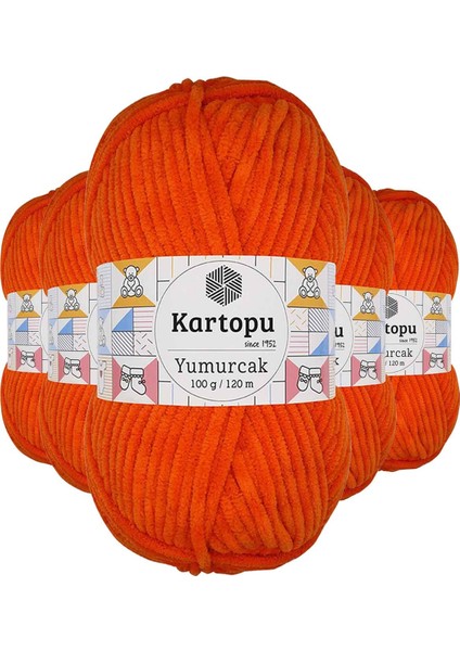 5 Adet Yumurcak Kadife El Örgü Ipi Turuncu K205