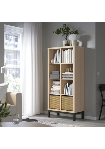 Kallax Açık Raf Ünitesi Ağartılmış Meşe Görünümlü Siyah 77 x 164 cm modelleri