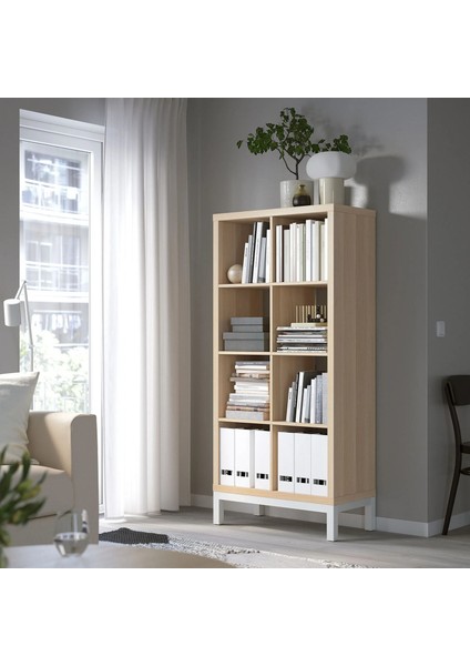 Kallax Açık Raf Ünitesi Ağartılmış Meşe Görünümlü Beyaz 77 x 164 cm modelleri