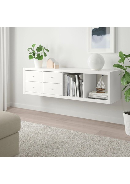 Kallax Açık Raf Ünitesi Beyaz 42 x 147 cm Çekmeceli fırsatları