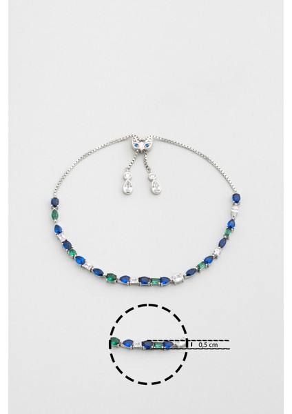 Mavi Yakamoz 18 Ayar Beyaz Altın Kaplama Ayarlanabilir Gümüş Bileklik modelleri