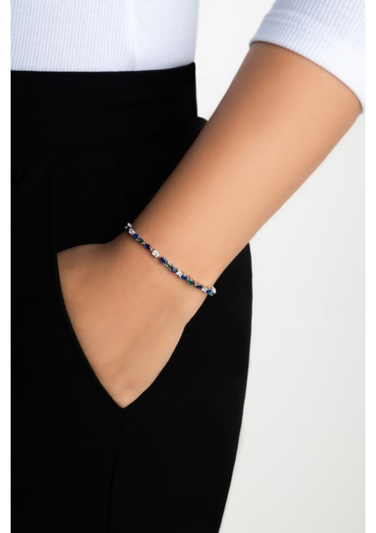 Mavi Yakamoz 18 Ayar Beyaz Altın Kaplama Ayarlanabilir Gümüş Bileklik fırsatları