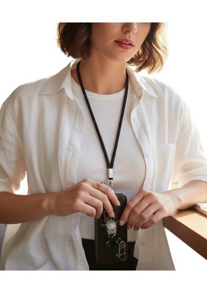 SİYAH PARACORD TELEFON BOYUN ASKISI TÜM KILIFLARA UYUMLU fiyatları