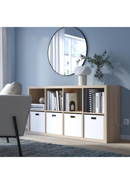 Kallax Açık Raf Ünitesi Ağartılmış Meşe Görünümlü 77 x 147 cm modelleri