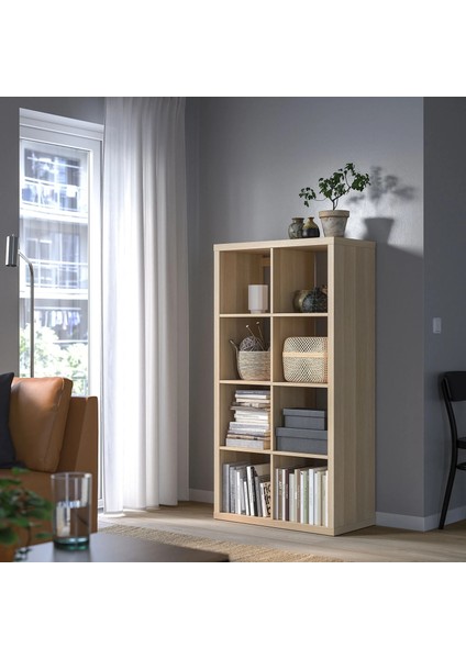 Kallax Açık Raf Ünitesi Ağartılmış Meşe Görünümlü 77 x 147 cm fırsatları