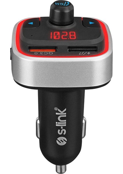 SL-BT401 Rgb Bluetooth V5.0 LED Ekran Tf Kart 64G(MAX) Çift USB QC3.0+5V/2.4A Hızlı Şarjlı Fm