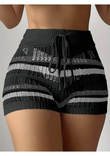 Kadın Belinden Bağlamalı Mini Triko Short modelleri