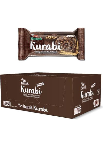 Eti Burçak Kurabi Yulaflı, Yer Fıstıklı, Kakaolu, Tam Buğday Unlu Kurabiye, 198 G x 12 Adet modelleri