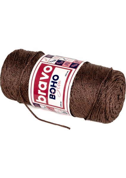 Boho Simli Polyester Makrome İplik 200 gr 270 Metre (Renk Kodu: 205) Taba