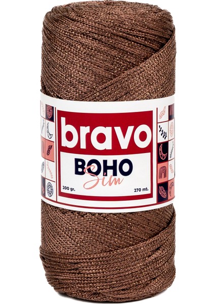 Boho Simli Polyester Makrome İplik 200 gr 270 Metre (Renk Kodu: 205) Taba fiyatları