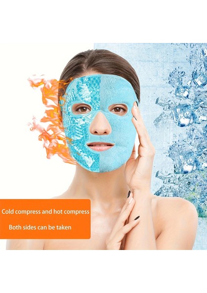 Terapi Jel Yüz Maskesi Soğuk ve Sıcak Boncuklu Ayarlanabilir Maske (Mavi)