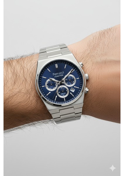 Ferrucci Erkek Kol Saati Gümüş(Silver) Renk, Mavi Kadran - Şık Metal Kordon, 2 Yıl Garantili modelleri