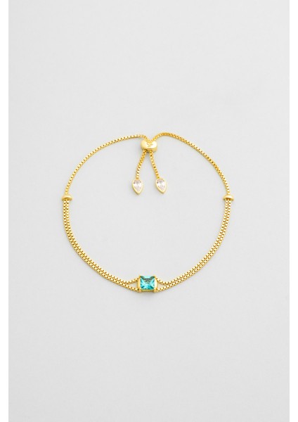 Ocean Eyes 18 Ayar Sarı Altın Kaplama Ayarlanabilir Gümüş Bileklik