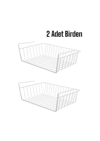 2 Adet Paslanmaz Metal Kanguru Raf Altı Sepeti [beyaz] Çelik Askılı Düzenleyici fiyatları