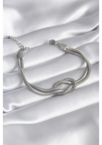 Bfs 316L Çelik Çelik Gold Renk Italyan Zincir Düğüm Model Kadın Bileklik