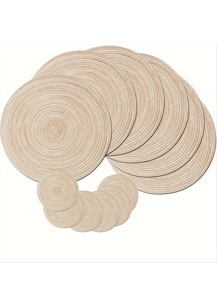 12 Adet Yuvarlak Örgülü Placemats Mutfak Yemek Masası Için Yıkanabilir Yuvarlak Placemats Yuvarlak Kapalı Dokuma Kumaş Masa Paspasları (Yurt Dışından)