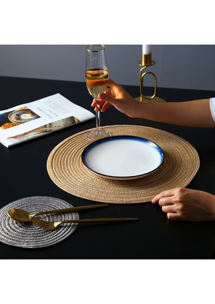 12 Adet Yuvarlak Örgülü Placemats Mutfak Yemek Masası Için Yıkanabilir Yuvarlak Placemats Yuvarlak Kapalı Dokuma Kumaş Masa Paspasları (Yurt Dışından) fiyatları