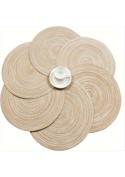 12 Adet Yuvarlak Örgülü Placemats Mutfak Yemek Masası Için Yıkanabilir Yuvarlak Placemats Yuvarlak Kapalı Dokuma Kumaş Masa Paspasları (Yurt Dışından) indirimleri
