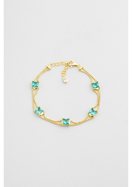 Atlantis 18 Ayar Sarı Altın Kaplama 19 cm Gümüş Bileklik