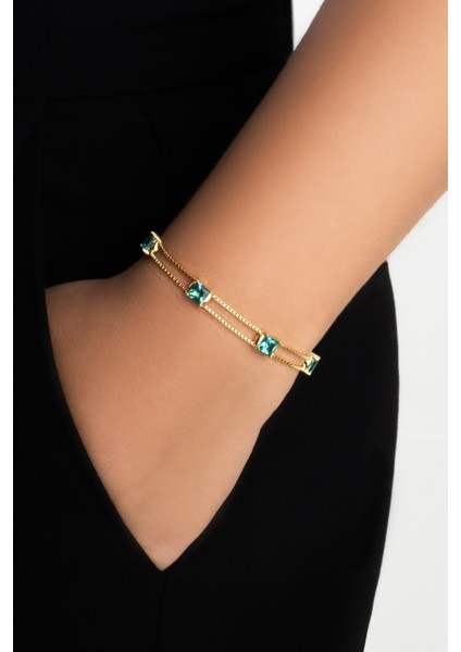 Atlantis 18 Ayar Sarı Altın Kaplama 19 cm Gümüş Bileklik fiyatları