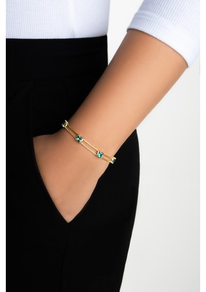 Atlantis 18 Ayar Sarı Altın Kaplama 19 cm Gümüş Bileklik fırsatları