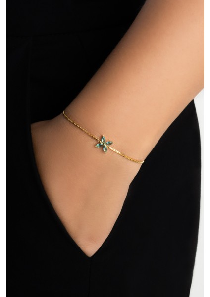 Afrodit 18 Ayar Sarı Altın Kaplama Ayarlanabilir Gümüş Papatya Bileklik fiyatları