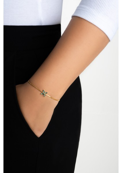 Afrodit 18 Ayar Sarı Altın Kaplama Ayarlanabilir Gümüş Papatya Bileklik fırsatları