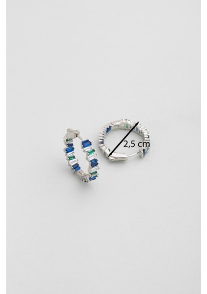 Mavi Yakamoz 18 Ayar Beyaz Altın Kaplama Gümüş Halka Küpe modelleri