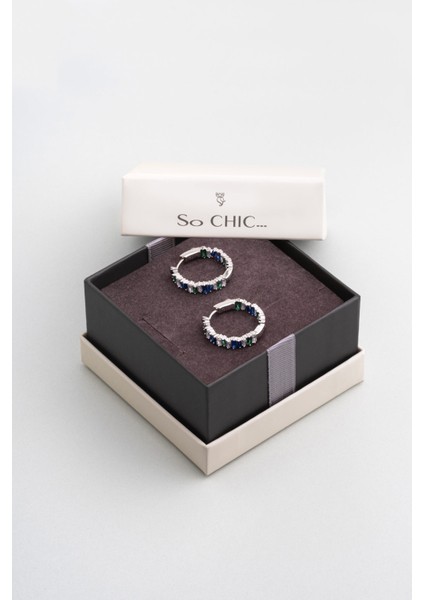 Mavi Yakamoz 18 Ayar Beyaz Altın Kaplama Gümüş Halka Küpe indirimleri