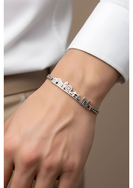 London Skyline 21 cm Gümüş Erkek Bileklik fırsatları