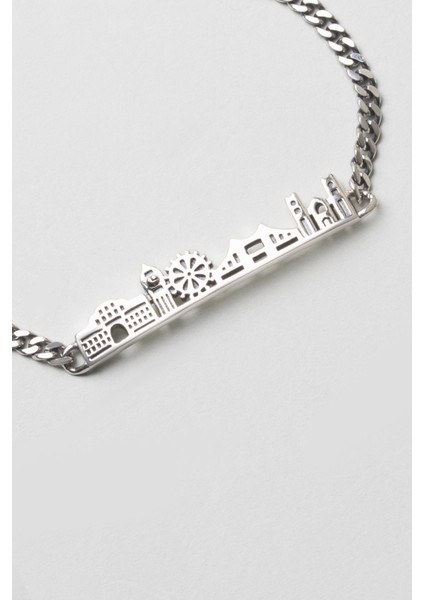 London Skyline 21 cm Gümüş Erkek Bileklik indirimleri