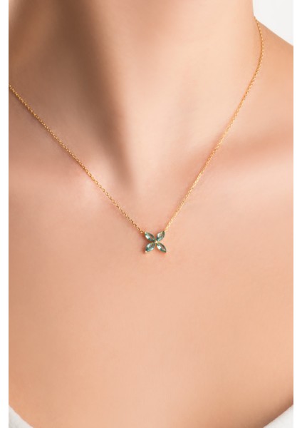 Afrodit 18 Ayar Sarı Altın Kaplama 45 cm Gümüş Papatya Kolye fiyatları