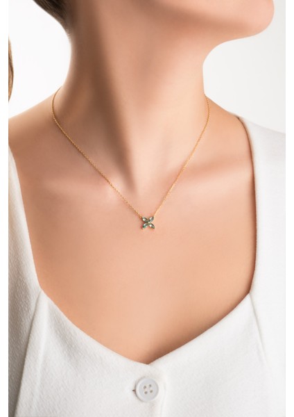 Afrodit 18 Ayar Sarı Altın Kaplama 45 cm Gümüş Papatya Kolye fırsatları