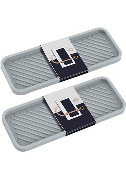 Mutfak Lavabo Organizatör Tepsisi Mutfak Lavabosu Için Sünger Tutucu Banyo Tepsisi Sünger Silikon Sabun Tutucu Gri 2 Pc (Yurt Dışından)