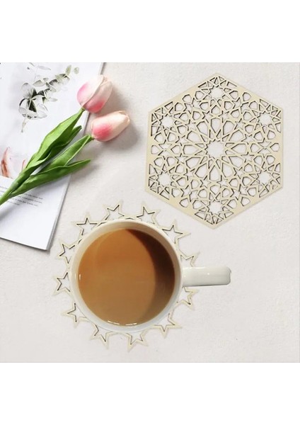 12 Adet Ahşap Bardak Altlıkları Kupa Ped Istiflenebilir Kahve Fincanı Placemats Içi Boş Fincan Pedler Masa Üstü Koruma Aksesuarları (Yurt Dışından) fiyatları